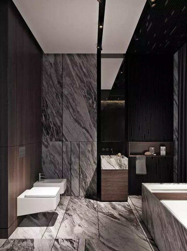 用大理石装饰的厨卫空间，简直就是家居装修中的艺术品
