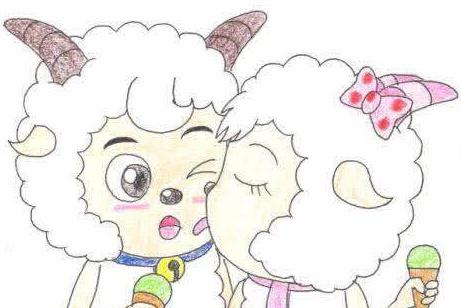 美术生笔下的喜羊羊和美羊羊,甜蜜官宣,灰太狼我想静静!