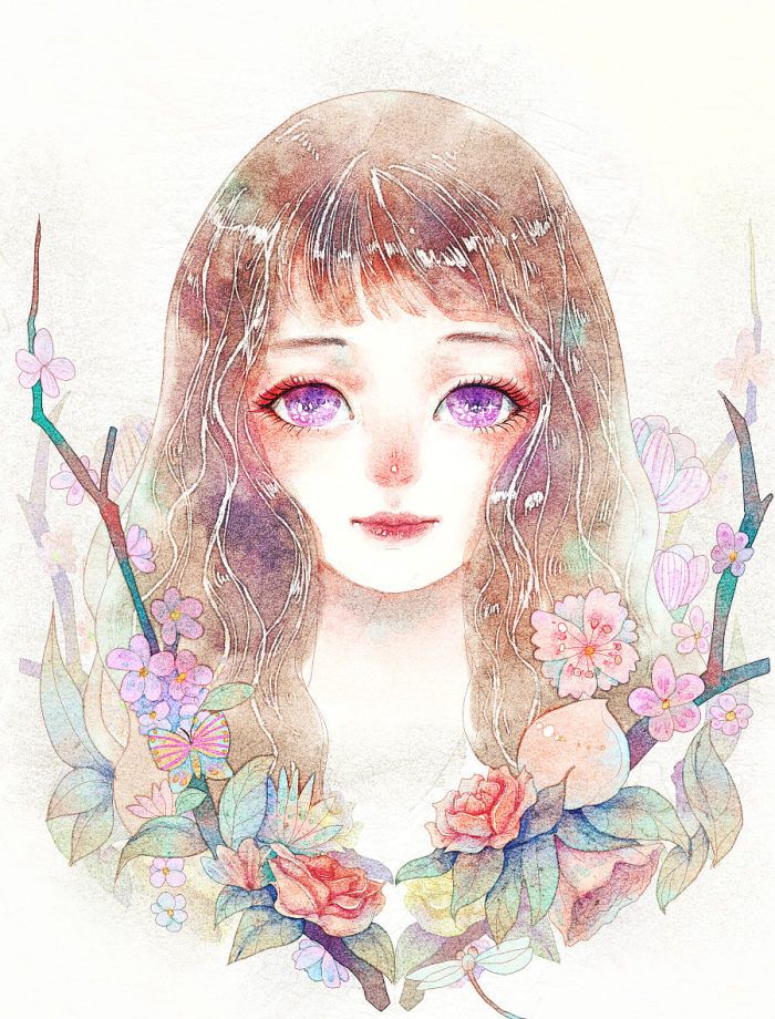 插画师enofno作品花成霜一股浓浓的少女气息扑面而来