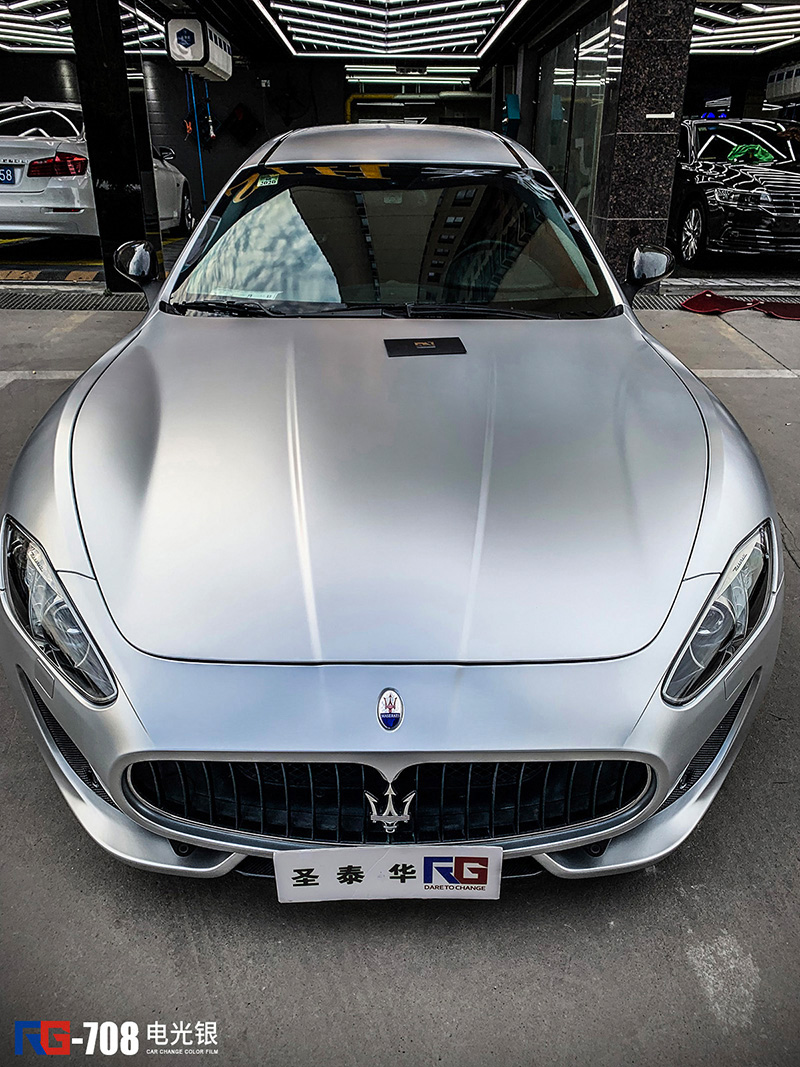 玛莎拉蒂车身改色电光银rg瑞集改色膜湖北襄阳加盟店出品