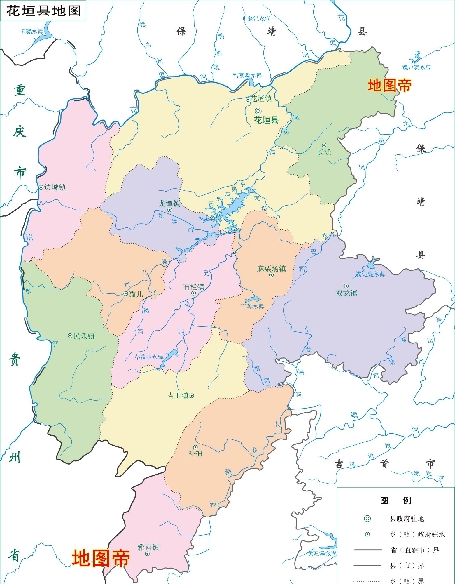 湖南湘西土家族苗族自治州,7县1市高清地图