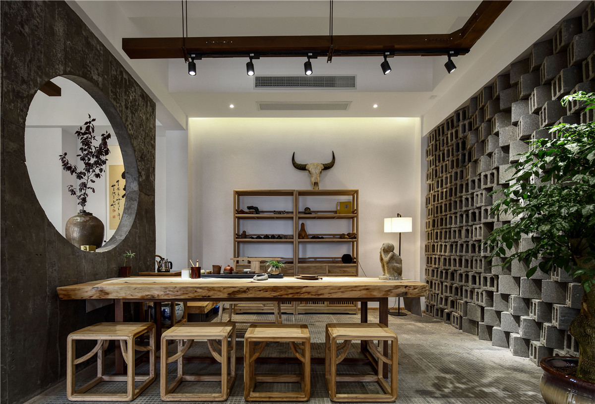 新中式工作室装修案例 旧厂房装修改造成办公空间|装修|亚麻|水泥砖