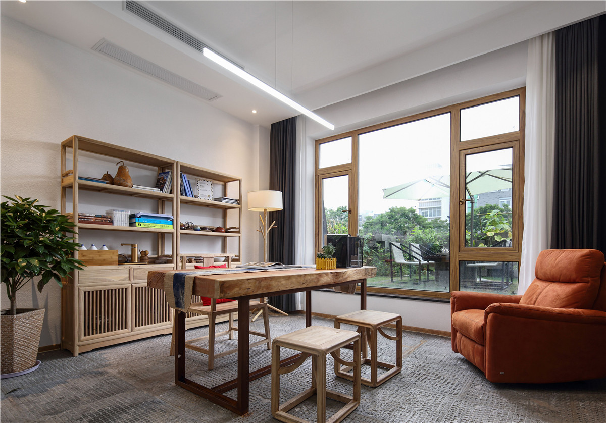 新中式工作室装修案例 旧厂房装修改造成办公空间|装修|亚麻|水泥砖