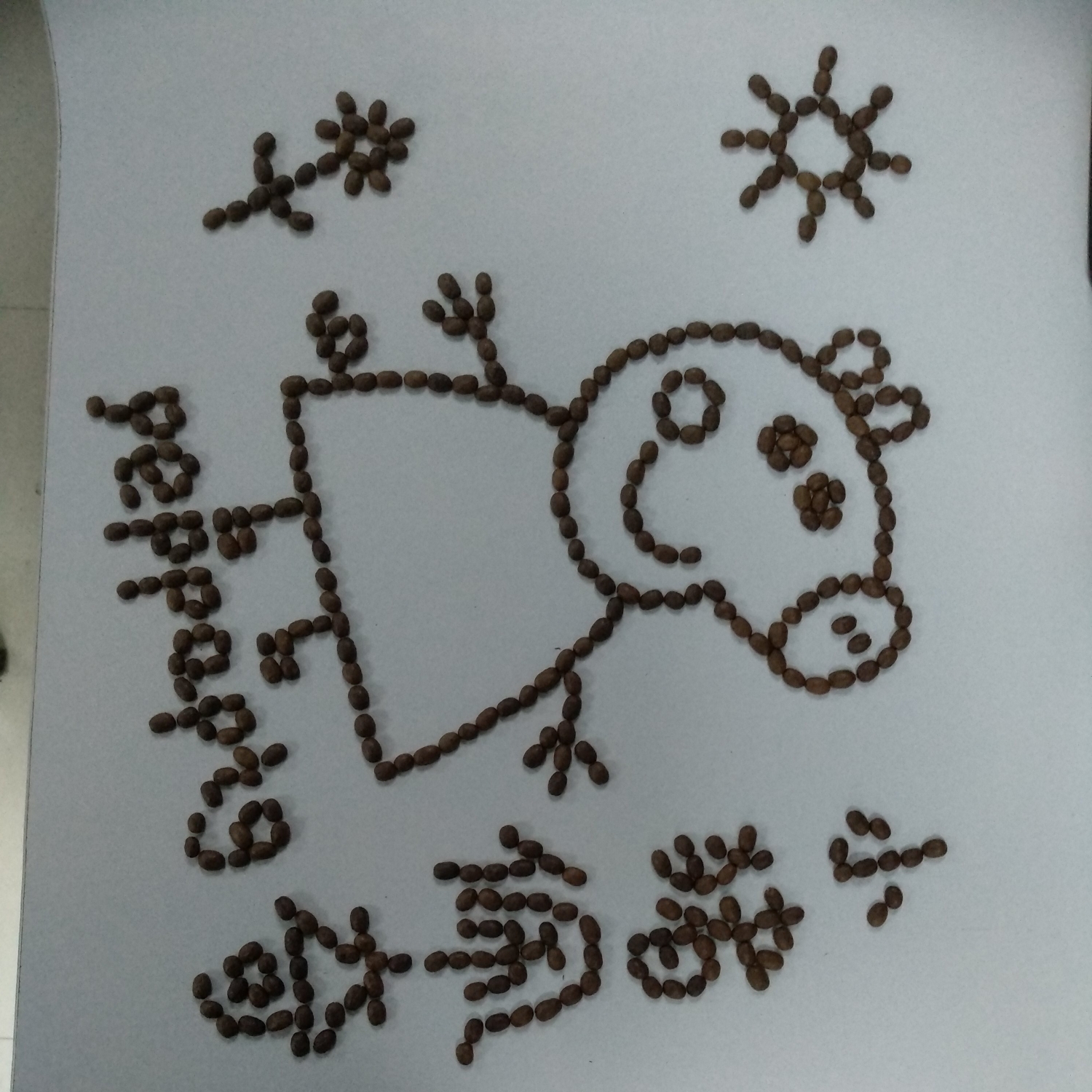 小猪佩奇 咖啡豆画,原创作品 | 我也皮一下