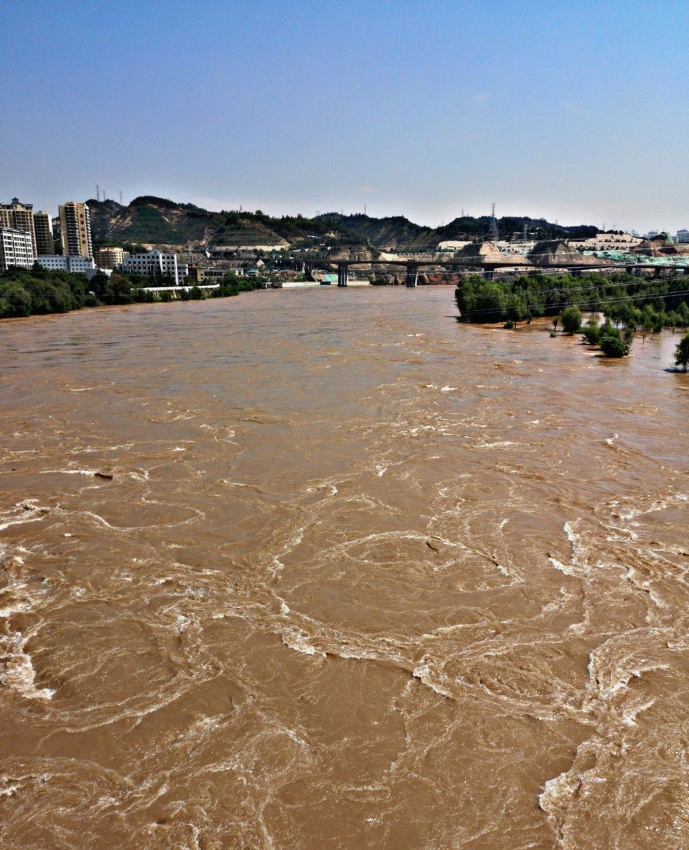 入夏以来兰州黄河水位陡涨,不看河水的颜色真以为到了江南|雁滩|兰州