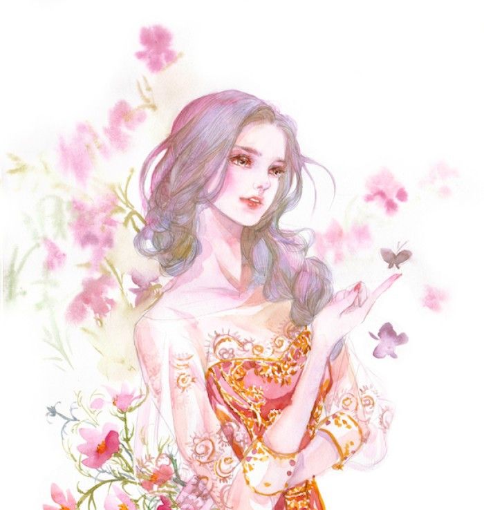 插画师enofno作品花成霜一股浓浓的少女气息扑面而来