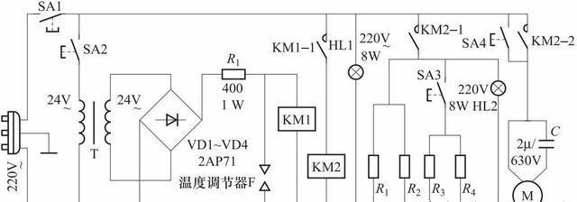 轻松看懂两只交流接触器构成的电热鼓风干燥箱电气控制线路图