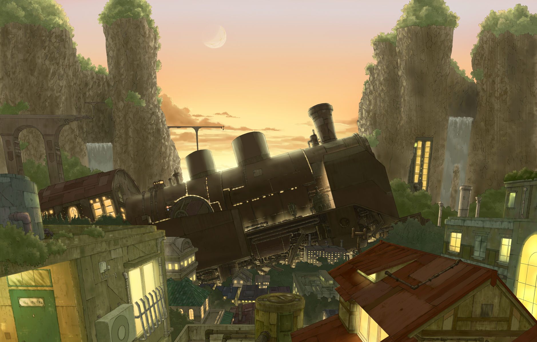 手绘动漫风景壁纸欣赏一位风景画师日本画师的插画作品