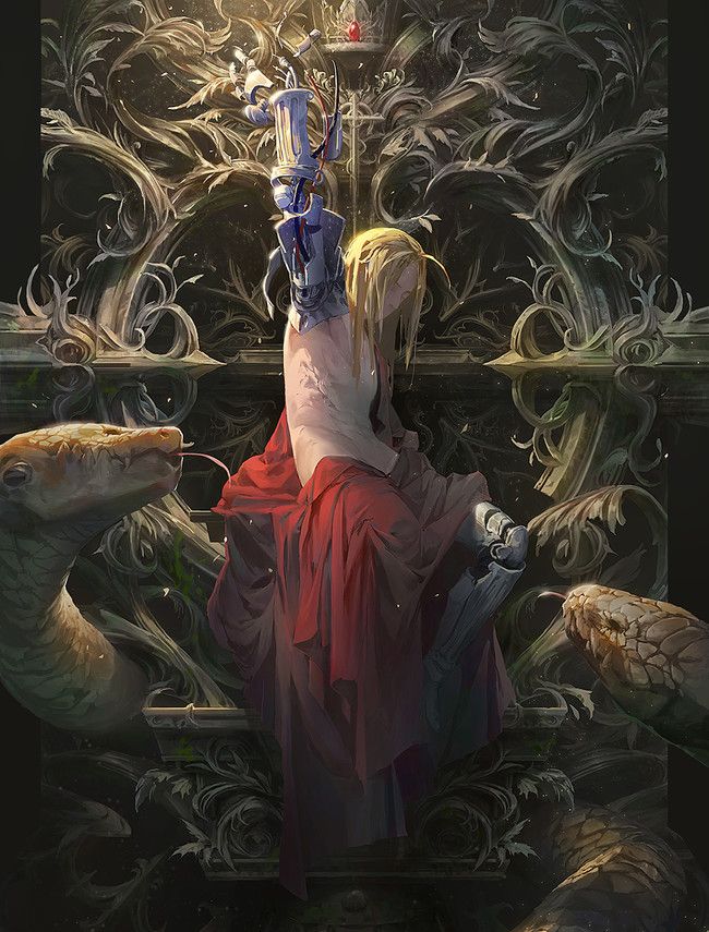 画师笔下的《钢炼》:姚麟和格利德相爱相杀,爱德华也很帅气