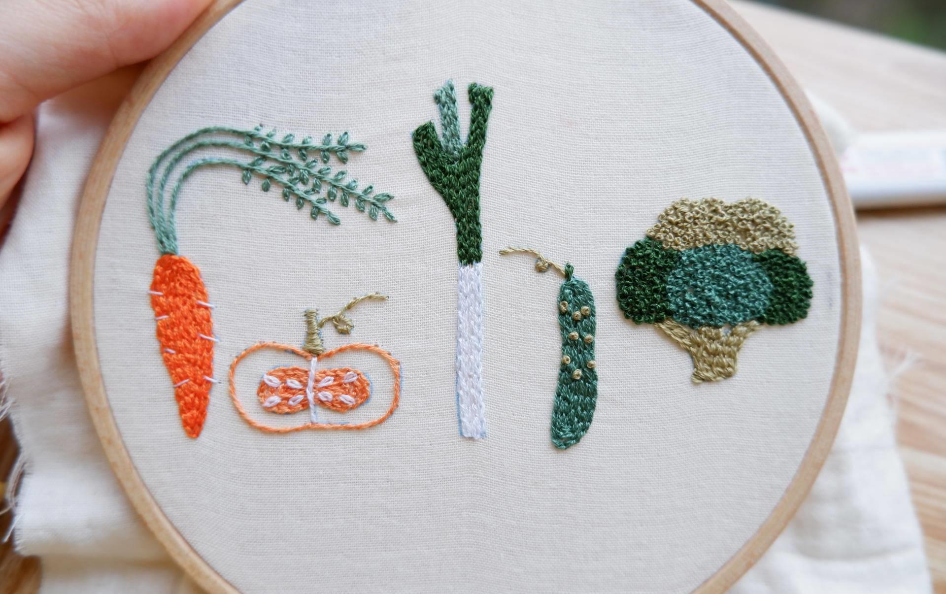可盐可甜的水果小刺绣,橘色的c位担当——胡萝卜小刺绣教程