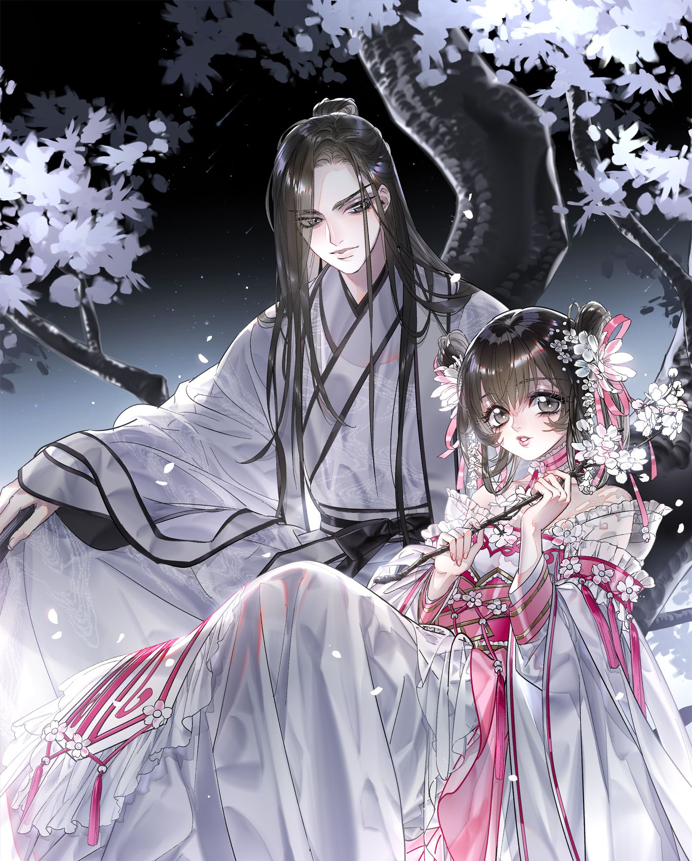 超妖孽的古风动漫情侣壁纸,执笔点墨画纨扇,风凉袖轻挽!