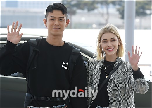 韩国说唱歌手beenzino携手模特女友飞往美国