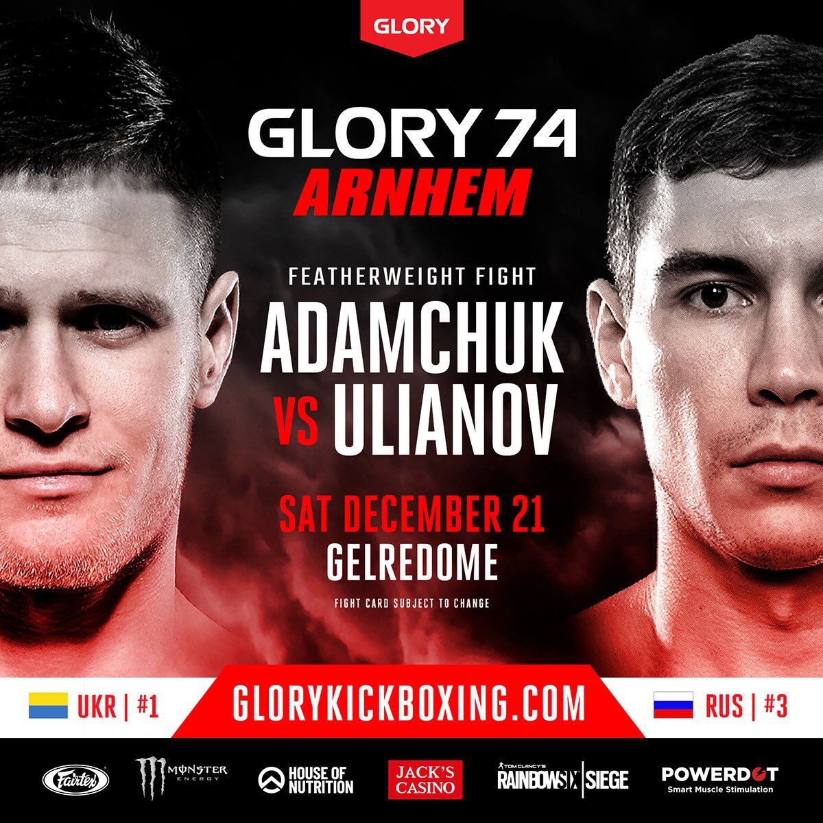 glory荣耀格斗74:佩雷拉卫冕战,两位中国选手参赛