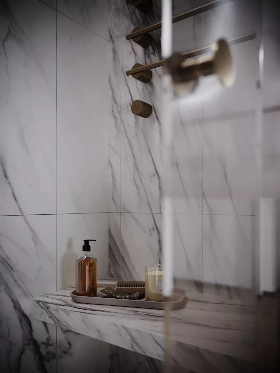 装修公司案例｜60㎡轻奢公寓设计，镜面屏风让客厅更显大！