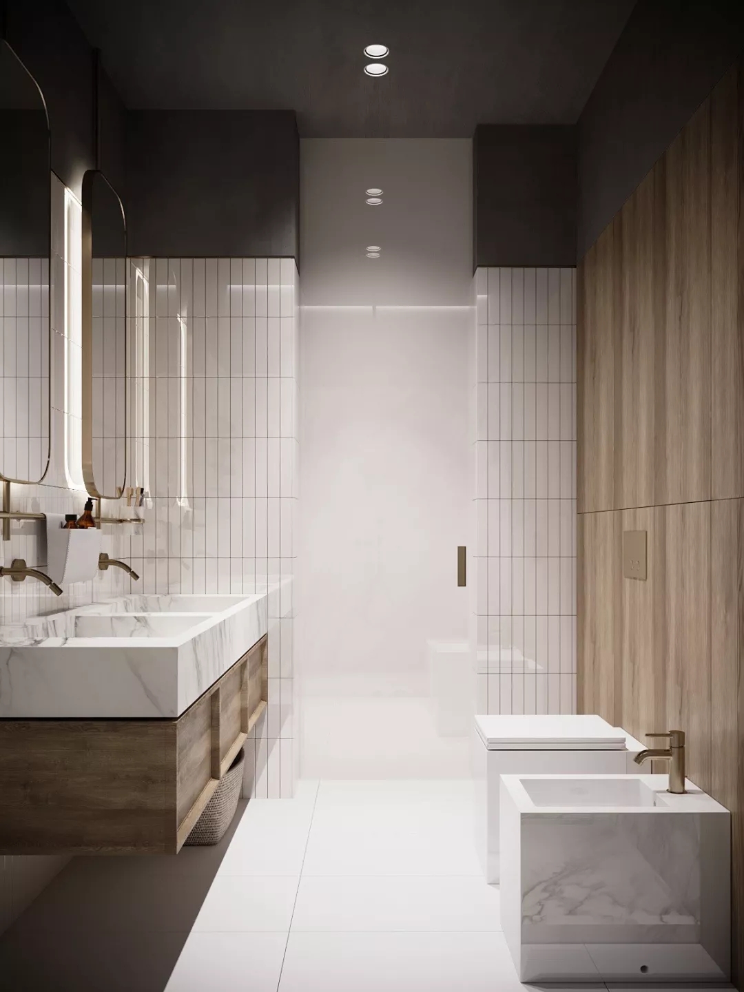 装修公司案例｜60㎡轻奢公寓设计，镜面屏风让客厅更显大！