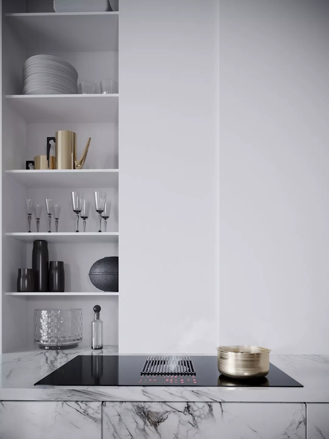 装修公司案例｜60㎡轻奢公寓设计，镜面屏风让客厅更显大！