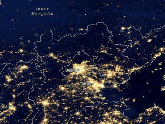 河北各城市卫星夜光图河北哪个城市的灯光最亮