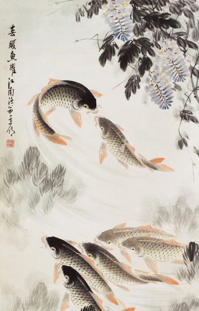画鱼高手擅画鲤鱼迟明国画作品欣赏