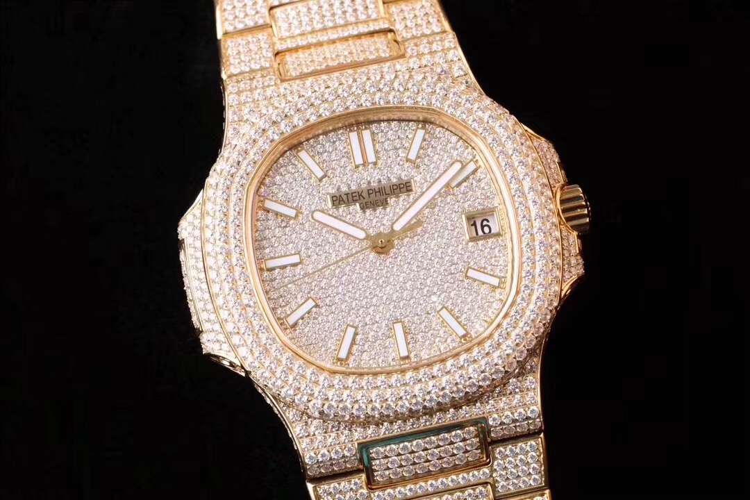 dm百达翡丽鹦鹉螺满天星白金腕表极致的奢华