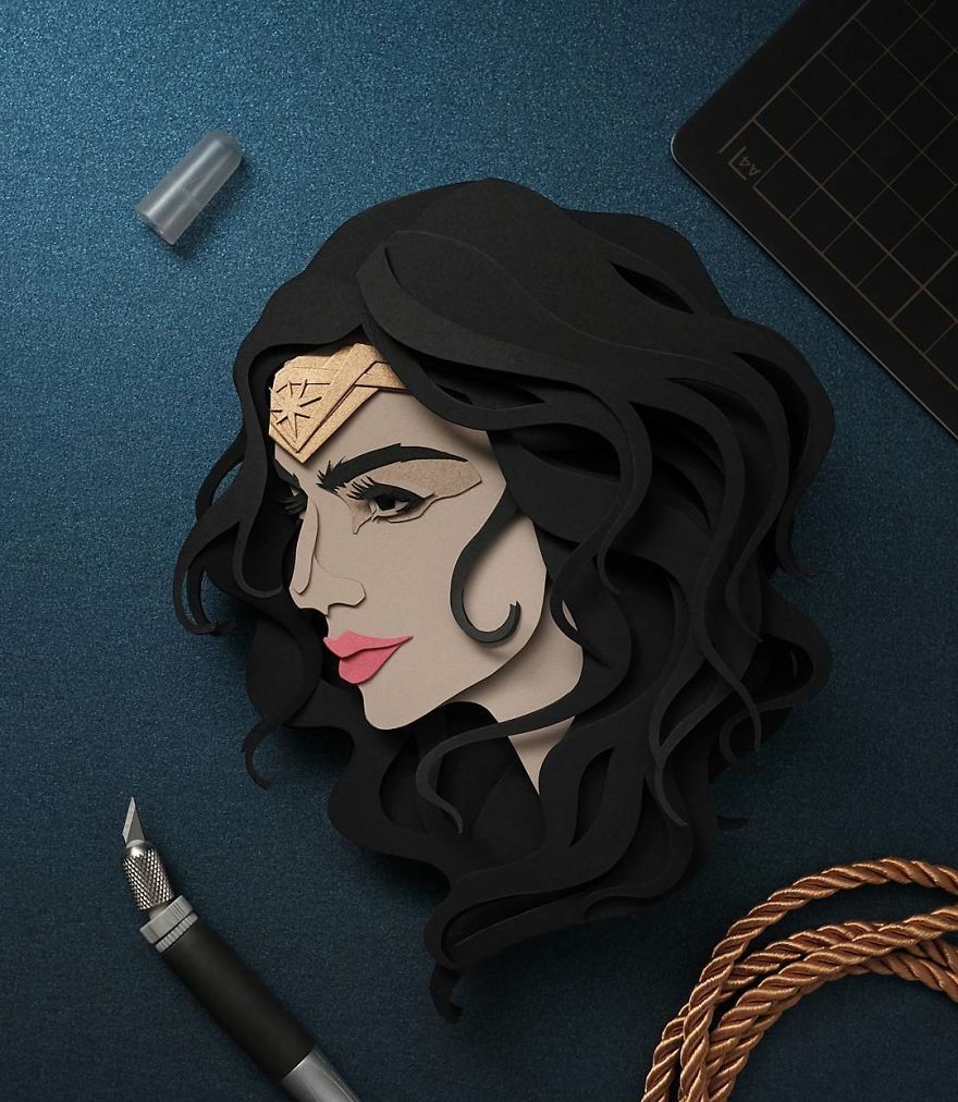 艺术家制作的3d纸雕,仿佛让这些人物从纸里"跳出来"