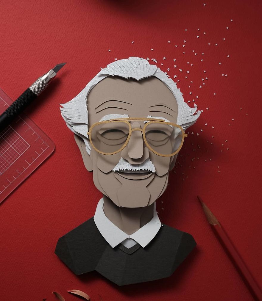 艺术家制作的3d纸雕,仿佛让这些人物从纸里"跳出来"