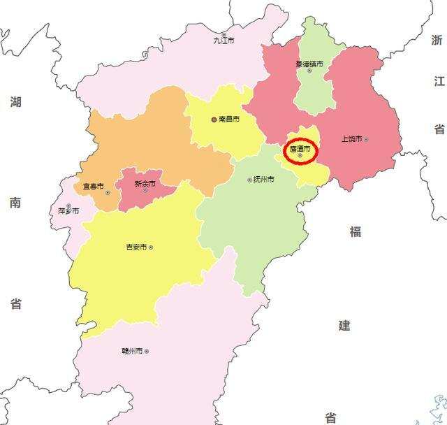 下面是江西省行政区划地图上面鹰潭市,它位于上饶市的南部,也是江西省