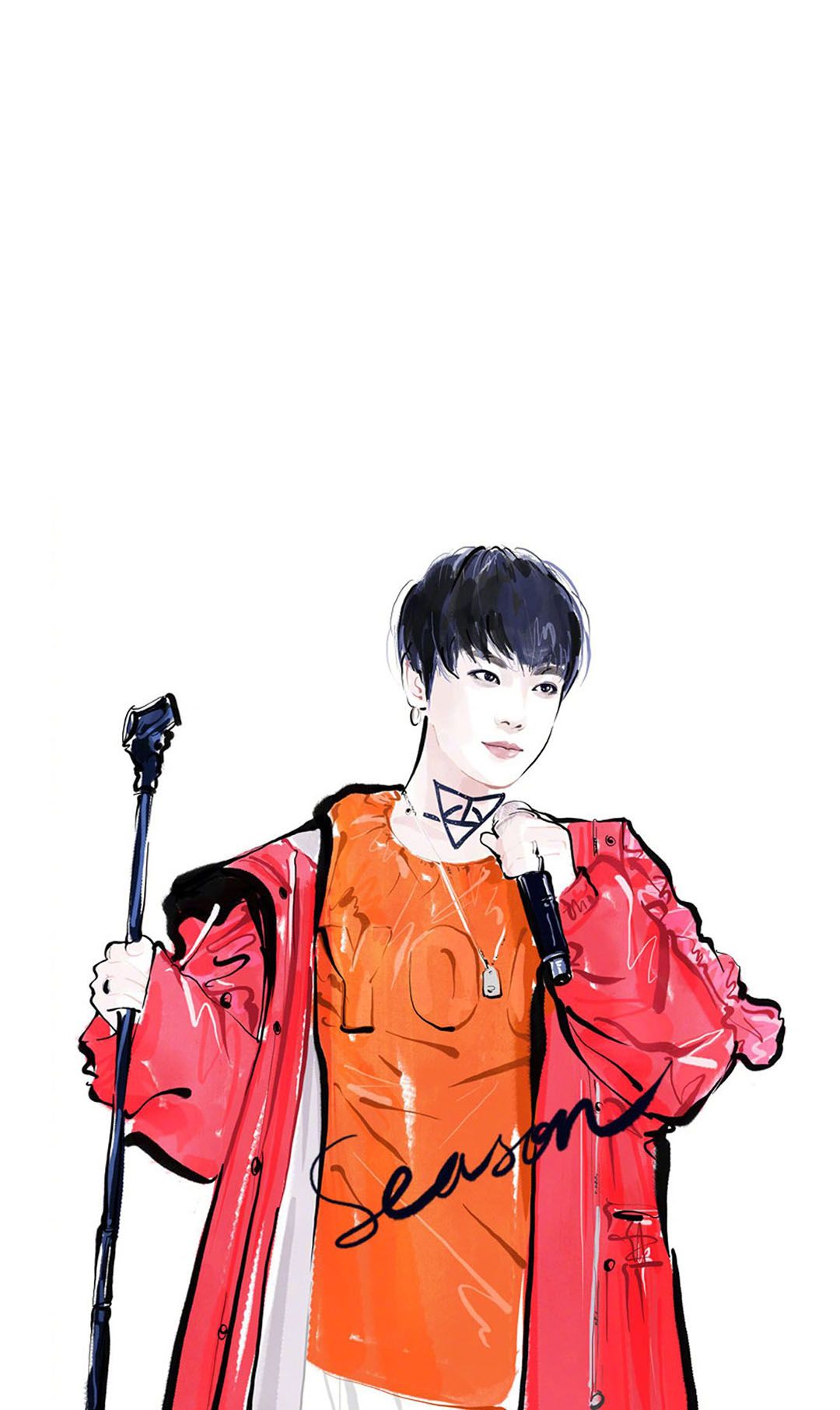 高清手机壁纸丨手绘华晨宇卡通丨扎心情感短句