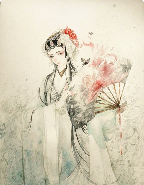 京剧古风赏析:古风手绘插画,花枝招展,楚楚动人的古风美人!