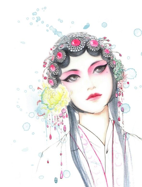 京剧手绘水粉图片