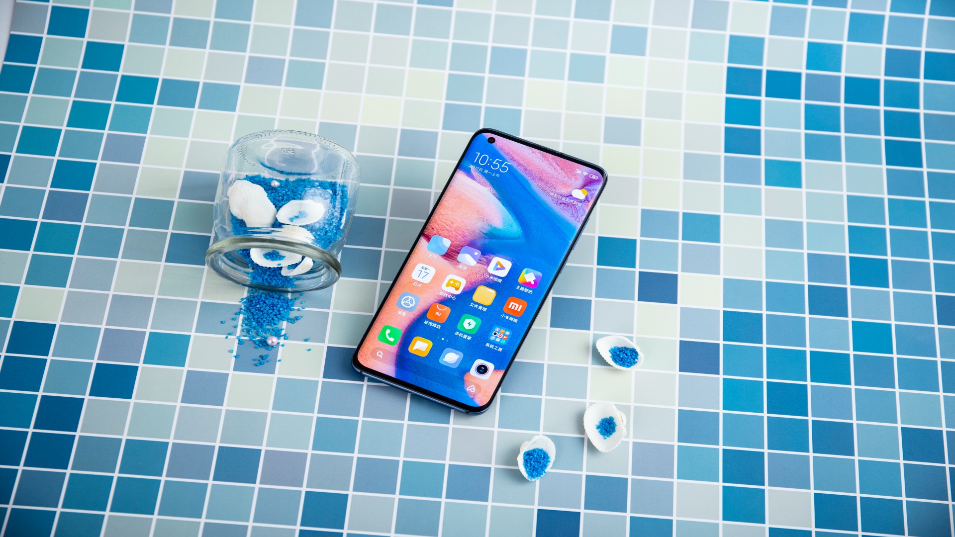 小米10pro图赏星空蓝配色配上夏日风更加清新