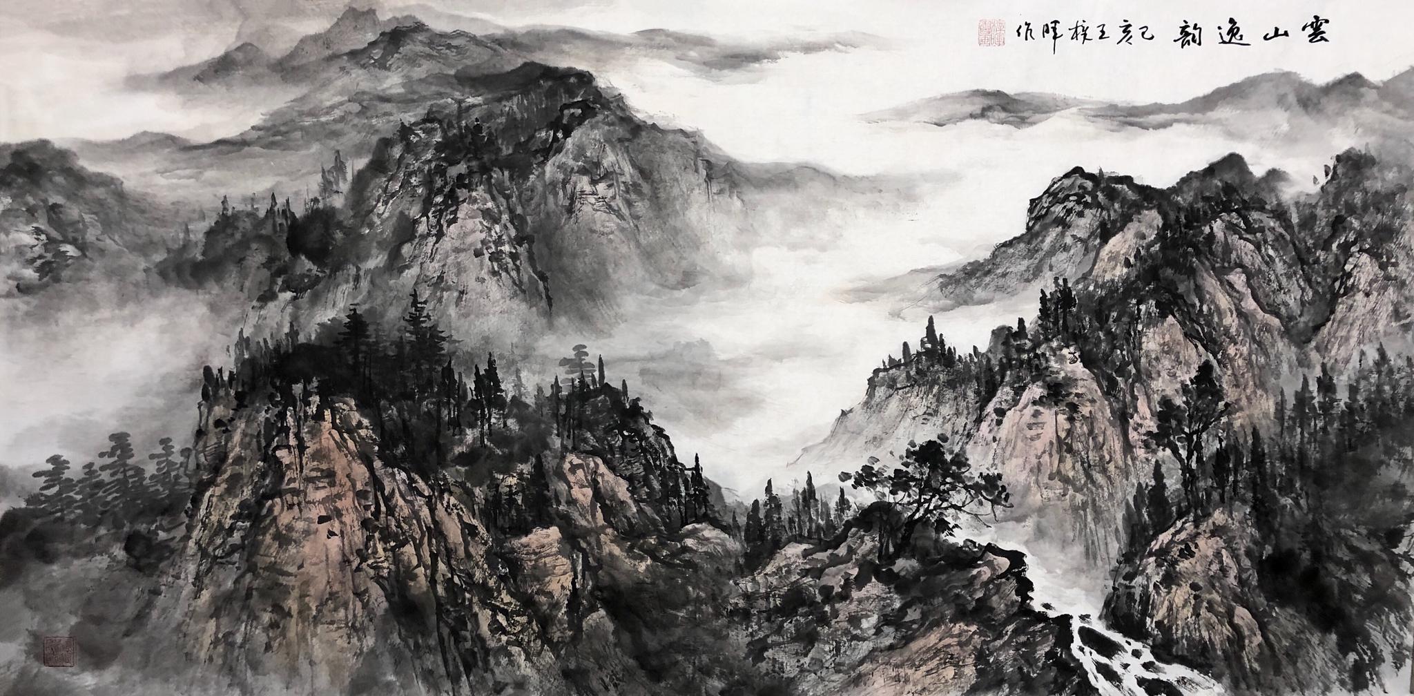 「中国美协会员」王梓晖山水画作,峰峦叠嶂,雄浑大气
