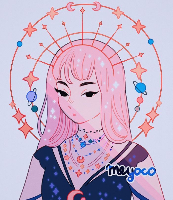 插画师meyoco笔下少女心满满的粉色系少女插画,恋爱的滋味?