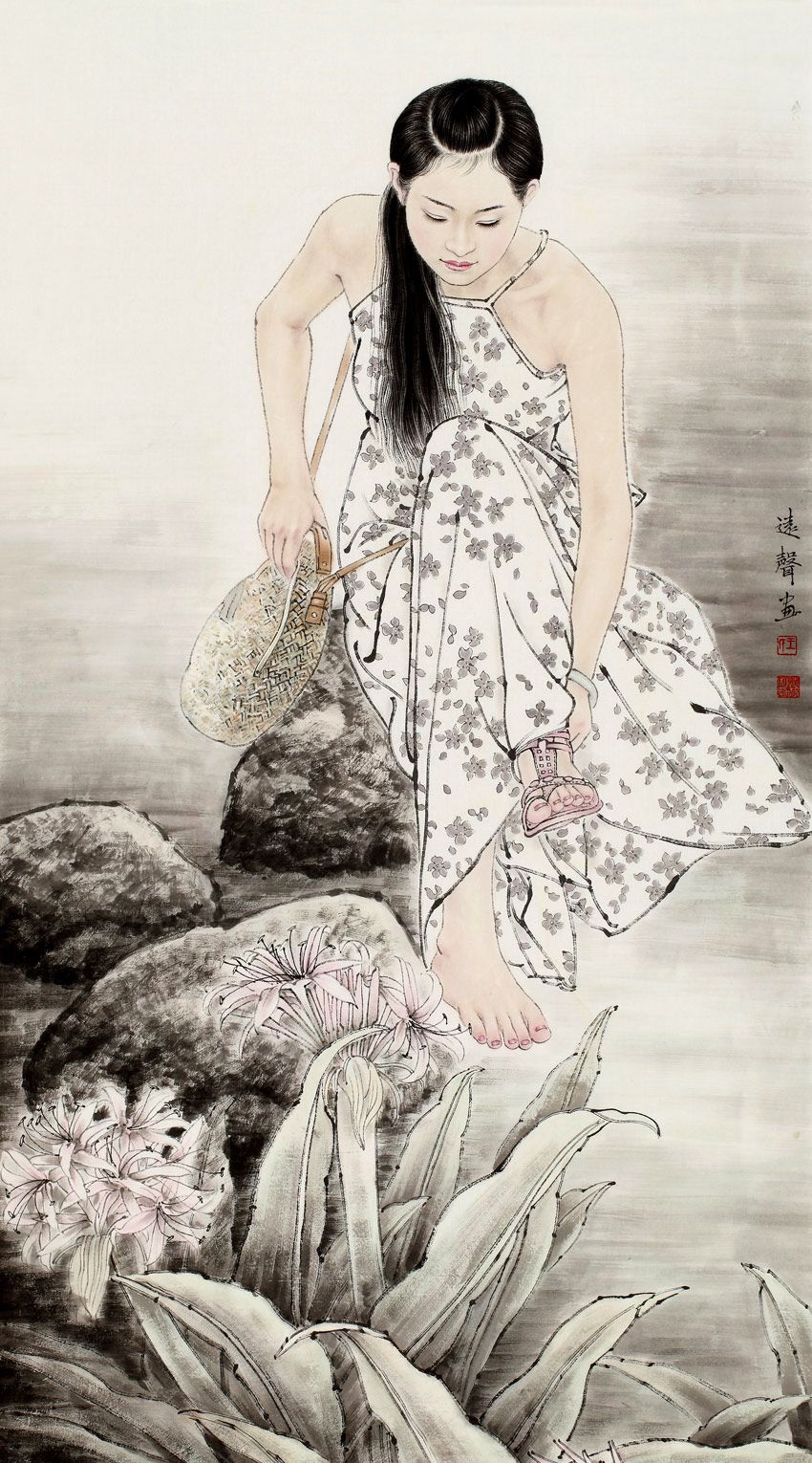 精细唯美,文雅脱俗,王远声人物画作品欣赏_新浪新闻
