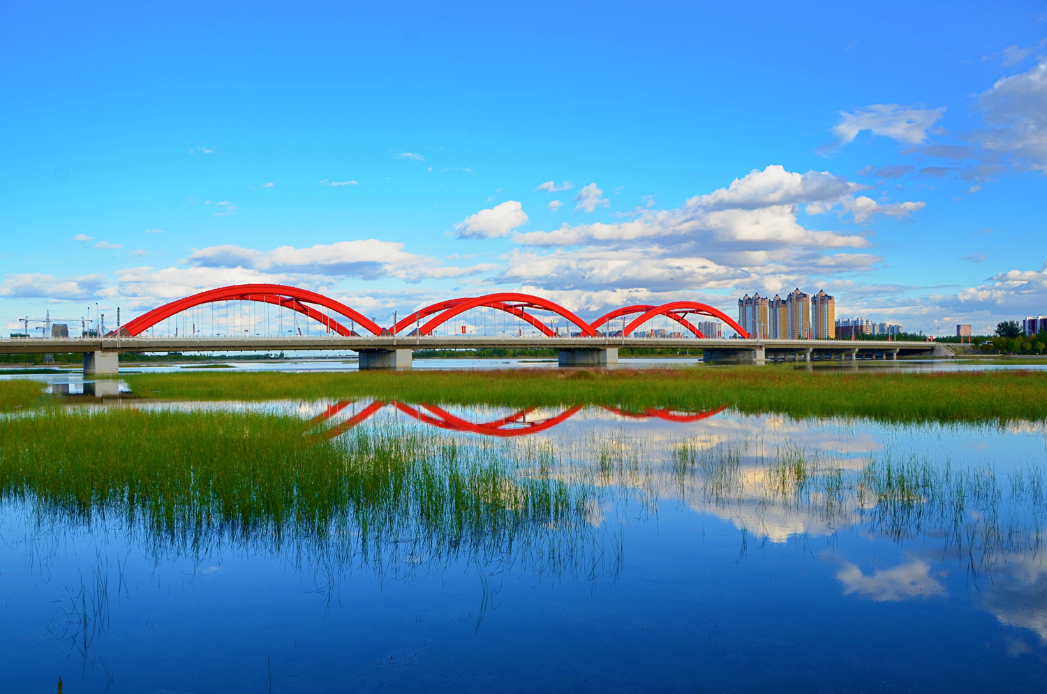 通辽市辽河公园彩虹桥,怎么拍都很美,原创摄影|彩虹桥|辽河公园|通辽