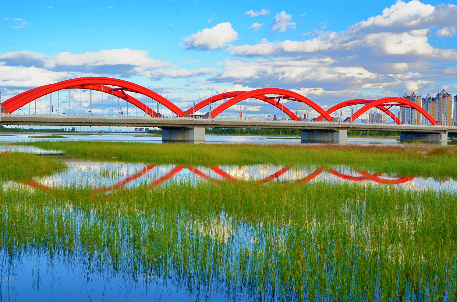 通辽市辽河公园彩虹桥,怎么拍都很美,原创摄影