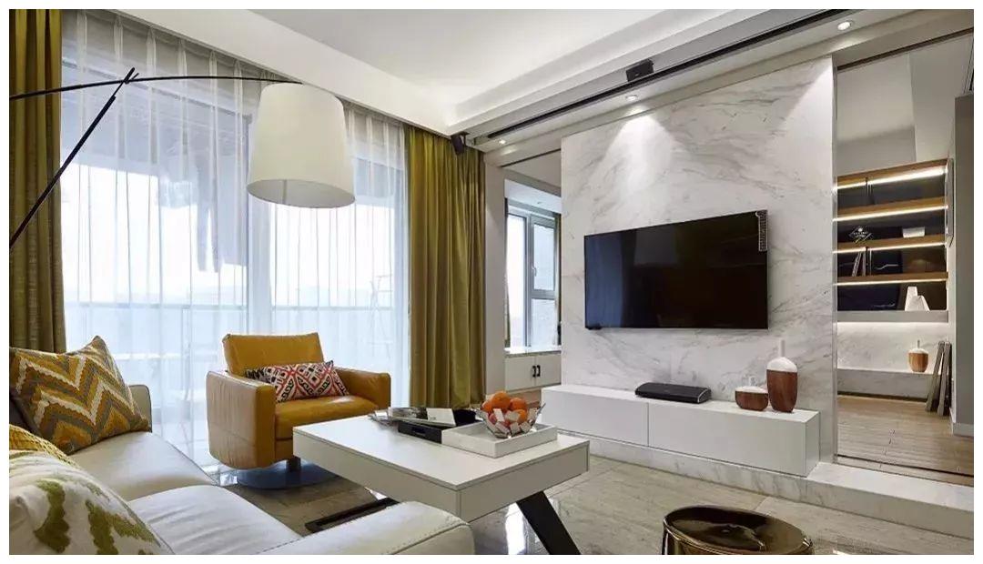 大理石做电视背景墙可真帅，小户型也能装，你也试试吧