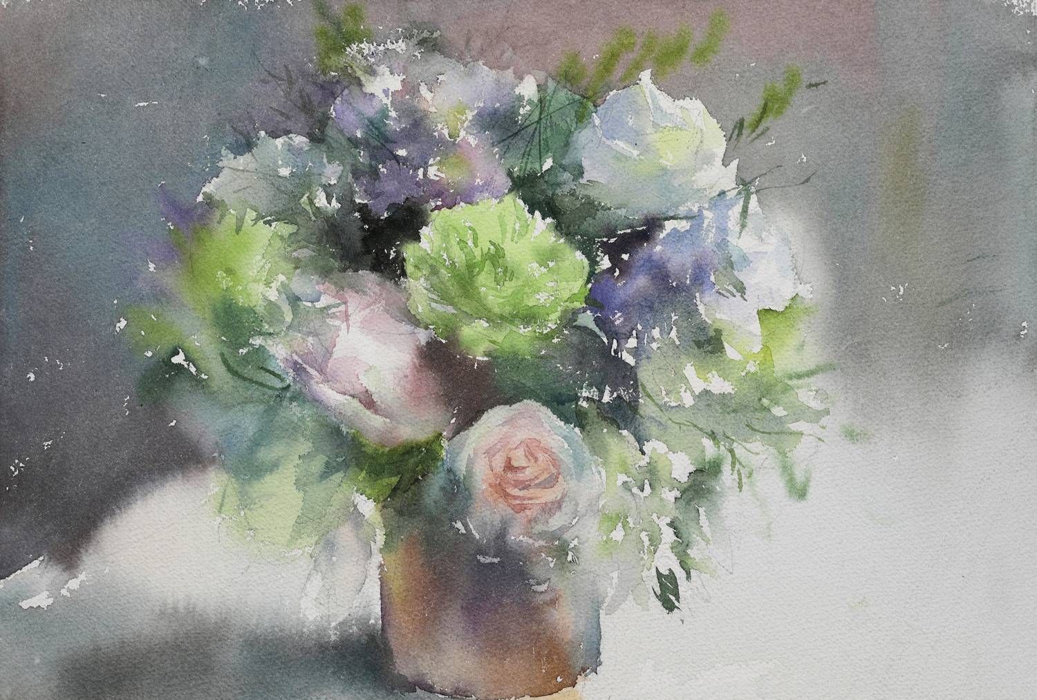 现旅居澳大利亚画家晁铁军的水彩画花卉作品欣赏