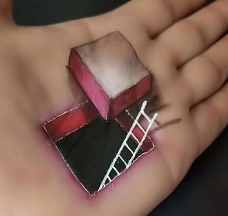 美术生手绘3d立体画在手心里画地窖网友快合上