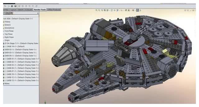 75105星战千年隼飞船拼装模型3d图纸 solidworks设计