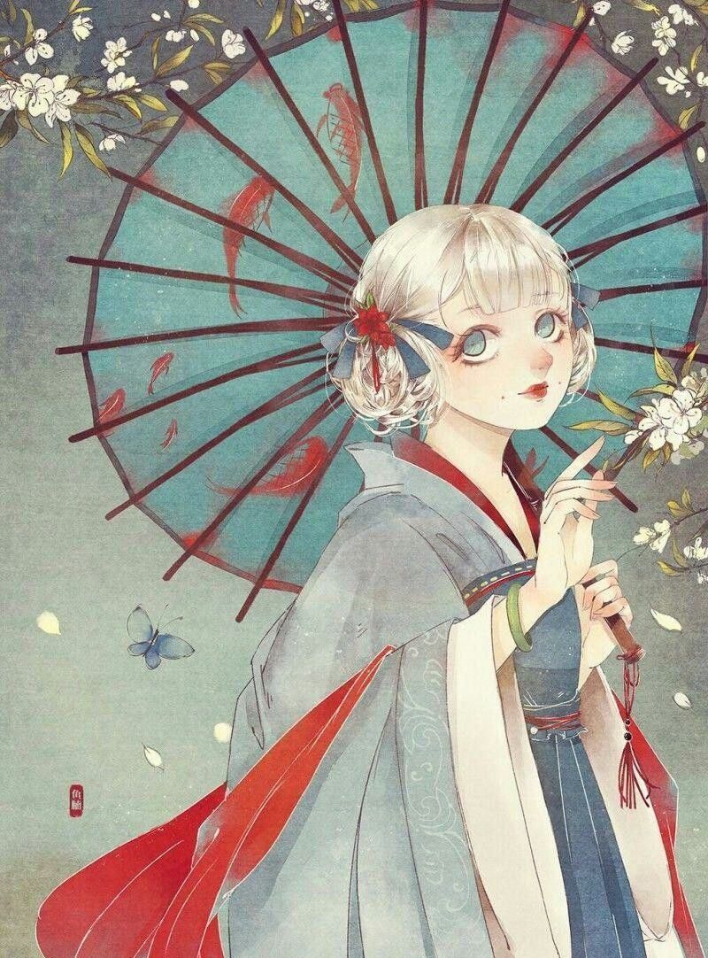 动漫古风唯美图片:油纸伞中凝怨黛,丁香花下湿清眸