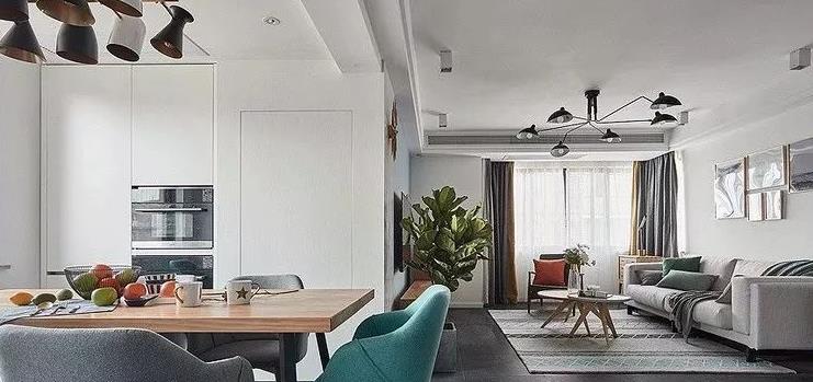 130平的北欧风三房,灰白色的厨房显得高档整洁