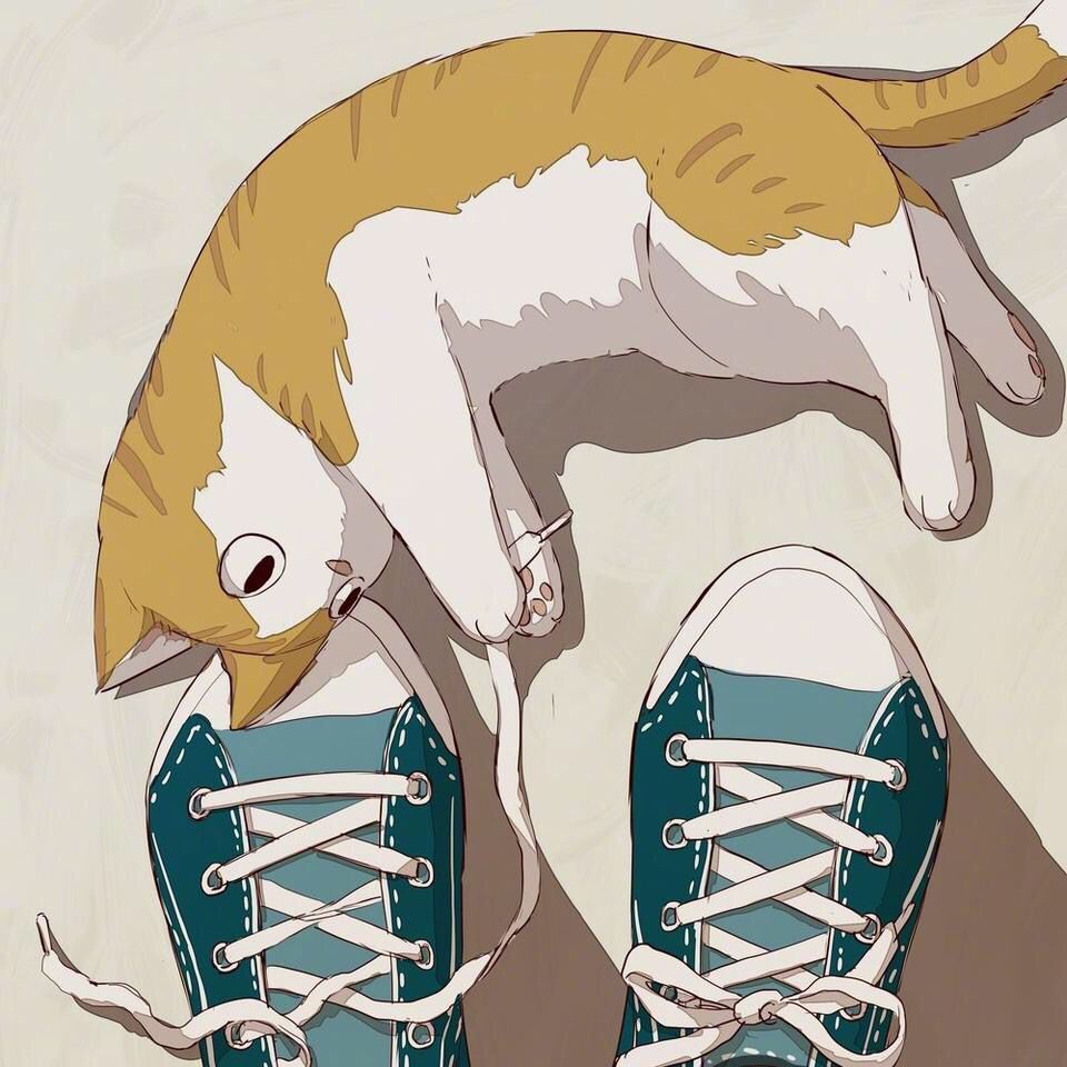 可爱壁纸,动漫人物和小猫一起生活的图片,很有爱呀!