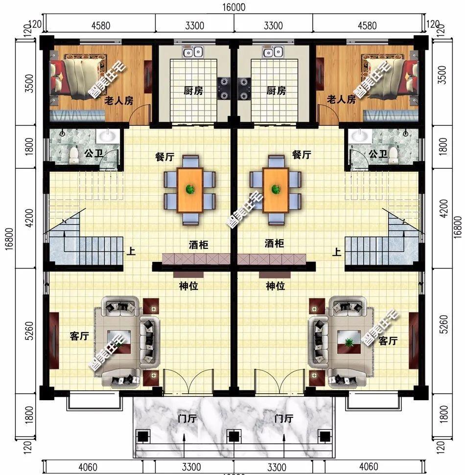 适合两兄弟合建的双拼别墅第二栋简约共堂屋造价30万