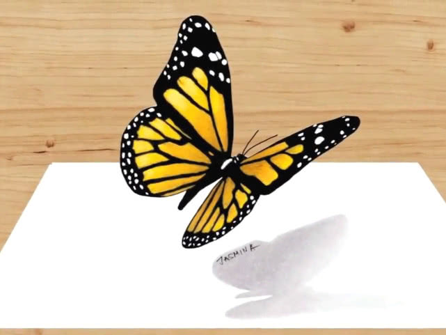 美术生画3d蝴蝶,被吐槽"平平无奇",裁掉画纸后打脸了!