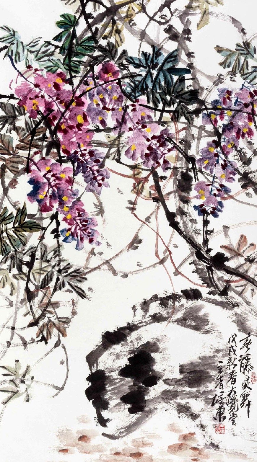 《满树银花玉雪香》,136x68厘米.王培东大写意花鸟画欣赏.