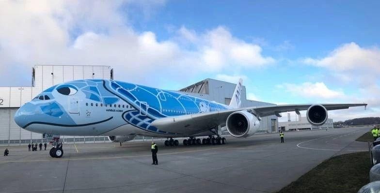 全日空航空首架a380飞机完成夏威夷绿海龟涂装