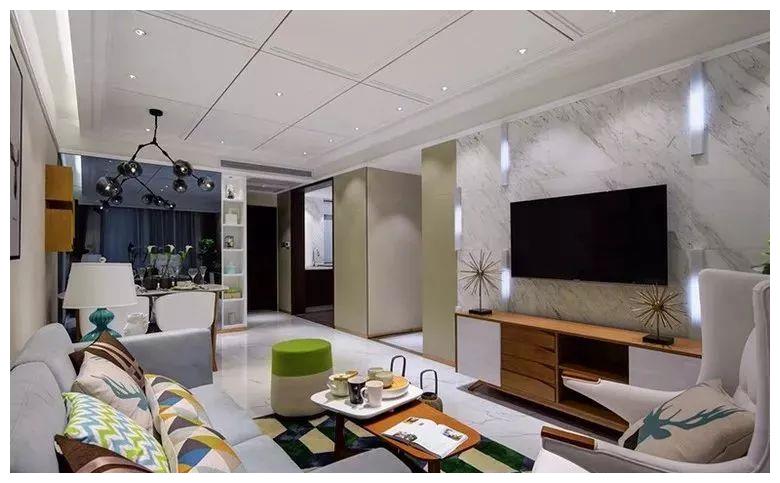 大理石做电视背景墙可真帅，小户型也能装，你也试试吧