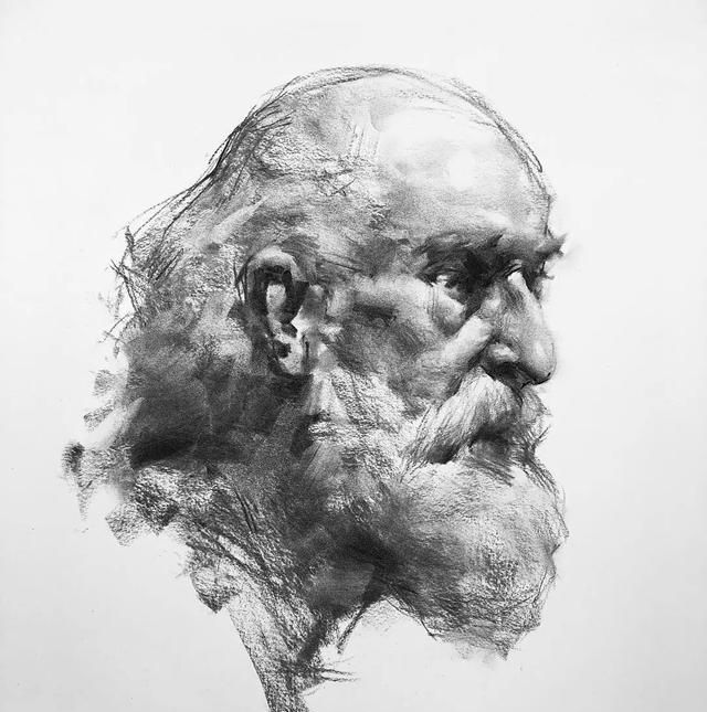 涨知识他的木炭素描功力扎实人物厚重结实空间虚实超强