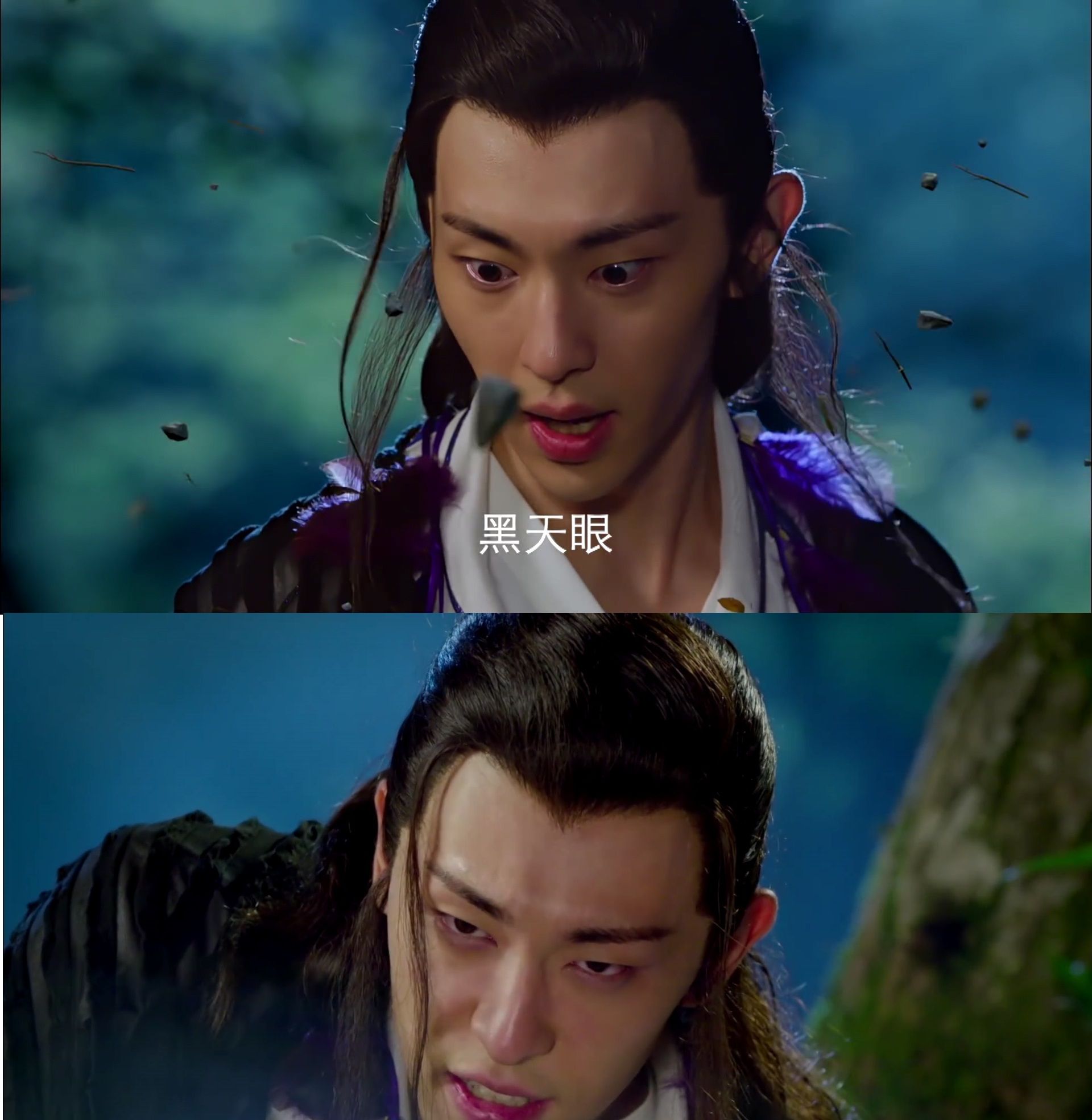 邓伦饰演的狐妖子虚初登场,想要吃掉婴儿杨戬半人半仙的灵魂,不成想