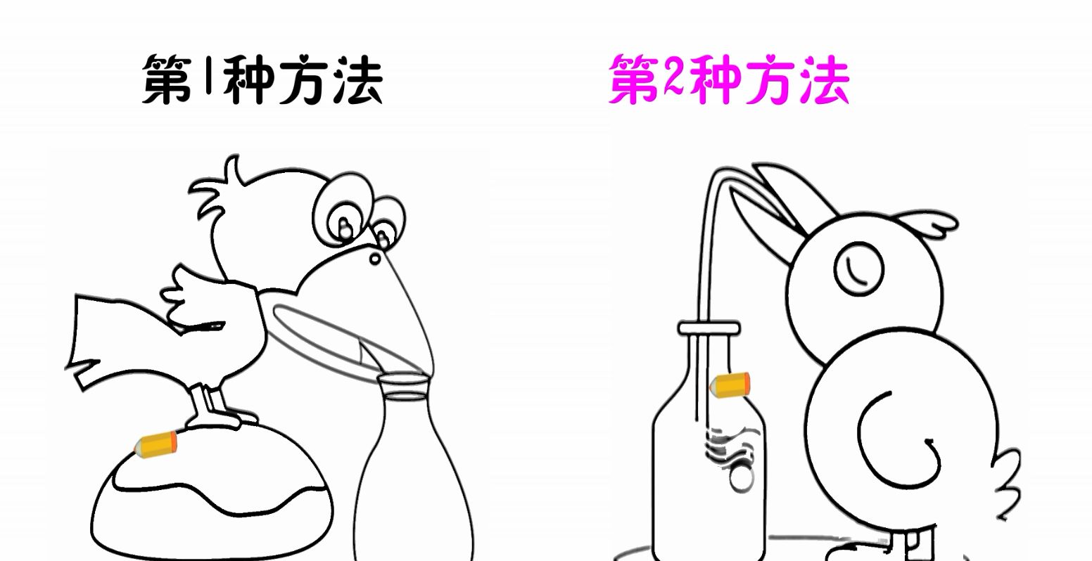 乌鸦喝水:第1种方法vs第2种方法,哪种方法才是正确的?